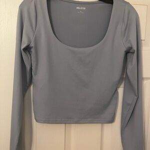 Hollister Women's Soft Blue Long Sleeve Tee